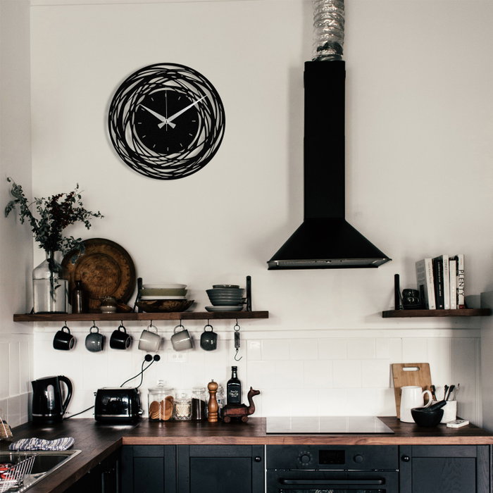 Wallity Enzoclock - S022 Reloj de pared decorativo de metal negro